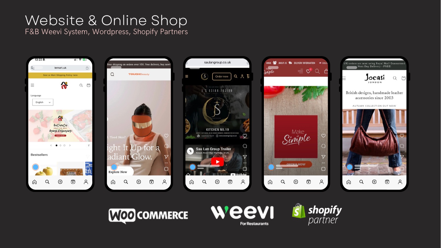 Website and online shop portfolio slide